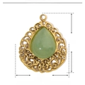 Macro detail of tear drop natural stone pendant with dimensions 20mm x 16mm - Teardrop Light Green Stone (YE133)