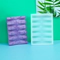 Detailed view of ten-slot rectangular silicone soap dish mold with purple resin sample - Square Soap Dish 02