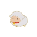 Cute white sheep enamel brooch with golden bell and red collar detail for clothing - Sheep with Bell Style (C2881-8)