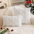 Fodera per cuscino bianca ricamata con fiocchi di neve e motivi natalizi - 30*50cm Senza Anima / Albero Bianco e Fiocco di Neve