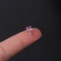 20G stainless steel pink heart key piercing stud earring shown on a fingertip - 3# Heart Key (Silver)