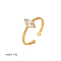 Elegante 18k vergulde roestvrijstalen open ring met marquise-geslepen heldere steen - Gouden Ringenset Combinatie (TR4286)
