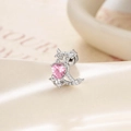Zilveren oorpiercing met roze hart zirkoon, halve maan en ster voor kraakbeen piercing - Roze Hart Maan (Enkel Stuk) (A823)