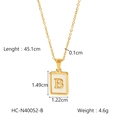 Gold stainless steel letter B necklace with white shell inlay on rectangular pendant - Letter B (HC-N40052-B)