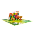 3D Easter greeting card featuring colorful bunnies, cats, and Happy Easter lettering - Easter Animal Party