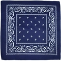 Classic dark blue paisley bandana with white floral pattern and premium stitching - Navy Blue