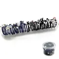 28-piece set of blue and black elastic hair ties for girls with pearl and bow charms - Blue Black