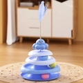Juguete para gatos azul de 3 niveles con bolas de colores y varita de plumas - Azul