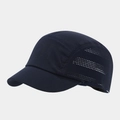 Detail of navy quick-dry sports cap with laser-perforated breathable holes in C shape - Adjustable / Navy Blue