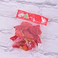 Bulk pack of small red flocked Christmas bows for tree decoration on a white background - Red (12 Pcs/Bag)