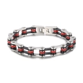 Men's titanium motorcycle chain bracelet with black coating and red crystals - 23cm Silver Black & Red Style (KB150653-KFC)