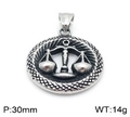 Vue détaillée du pendentif zodiaque Balance circulaire en métal argenté vieilli - Balance (Sans Chaîne)