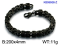 Men's black Byzantine titanium steel chain bracelet with lobster clasp 200x4mm size - Black Style (KB99958-Z)