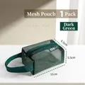 Mini dark green mesh nylon organizer pouch with black zipper and wide handle 11x6.5x5.5cm - 11x6.5x5.5cm / Dark Green