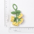 Handmade crochet lily of the valley keychain in yellow with measurement scale - Quad Yellow Lily Of The Valley