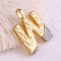 Two-tone gold and silver textured letter W pendant with micro-pave cubic zirconia - Pendant Only / Letter: W