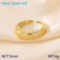 Chic 18k gold plated stainless steel ribbed texture open ring in 7.5mm width - Gold Vertical Ribbed Open Style (KR111661-GC)