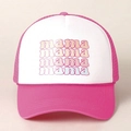 Pink and white mesh trucker hat with gradient mama lettering for outdoor travel sun protection - Rose Red