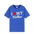 Royal blue Mother's Day T-shirt with I Love My Mother print and round neckline - XS / I Love My Mother Print / Royal Blue