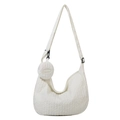 Borsa a tracolla bianca effetto nuvola con texture increspata e piccolo portamonete tondo - Bianco