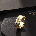 Adjustable evil eye ring in gold finish with blue and white cubic zirconia stones - Style 12-Beaded Blue Gem Eye