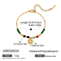 18K gold stainless steel sun pendant bracelet with colorful beads and zircon stones - Colored Beads Sun Style (JDB0306024)