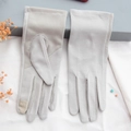 Light grey UV protection cotton gloves with touchscreen fingertips for summer sun safety - One Size / Gray