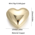 Macro detail of gold-plated copper heart pendant with size and weight specifications - Ysn025-05 / 18K Gold