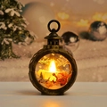 Weihnachts-LED-Laterne mit Weihnachtsmann-Szene und warmem Licht im Bronzerahmen - Bronze - Schlitten-Weihnachtsmann
