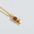Collana dorata con ciondolo a forma di ragazza e pietre di zircone rosse e blu - Stile Ragazzina (XL3232-4)