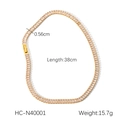 Détail du collier en acier inoxydable doré de 38cm pesant environ 15,7g - Collier en Zircone Carré Doré (HC-N40001)