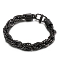 Men's black stainless steel rope chain bracelet with a sleek cylindrical buckle - 10mm (KB138809-KFC)