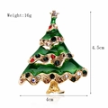 Christmas tree brooch with green enamel and multi-color rhinestones in gold finish - xz4887 Green Christmas Tree