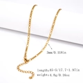 Golden 3mm stainless steel Figaro chain necklace with lobster clasp and extension - 3.0mm Figaro Chain - Gold