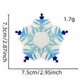 Blue and white snowflake embroidery patch showing dimensions 7.5cm x 7.3cm and weight 1.7g - Snowflake Patch 45#