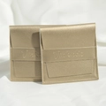 Champagne gold PU leather jewelry envelope bag with snap button and debossed logo - 8*8cm / Gold