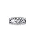 S925 Sterlingsilber Ring mit hohlen Herzen und funkelnden Zirkonia-Steinen besetzt - US-Größe 5 / Silber