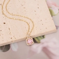 Square Framed Round Pink Zirconia Style (3#)