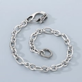Detailed view of skull lobster clasp and round ring on heavy steel hip hop wallet chain - Small Dragon Clasp / 40CM