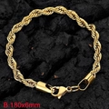 Klassisches 18k vergoldetes Edelstahl-Seilkette-Armband, 6mm breit und 180mm lang für Herren - 18cm / 6mm / Gold