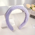 Plush faux rabbit fur headband in candy purple for fashion and face washing - 45cm / Lavender