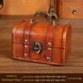 Vintage distressed yellow wooden treasure chest with metal handle and retro buckle - Distressed Yellow Leather Belt Handle