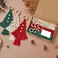 Kit DIY de macramé árbol de Navidad con cuerdas de algodón verde, blanco, rojo y madera - Estilo A