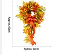 Approx 60x30cm Autumn harvest wreath with maple leaves and orange ribbon bow decoration - Door Swag (Standard Version)