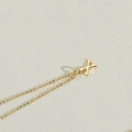 Elegant gold plated necklace featuring letter X pendant on a fine minimalist link chain - Letter X(XXL2998)