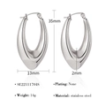 Grote zilverkleurige U-vormige druppeloorbellen van ongecoat roestvrij staal - Lange U-Vorm Stijl (SE22111704S) / Zilver