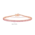 Pink zircon tennis bracelet with 4mm stones in rose gold finish and secure box clasp - 6.0 Inches / 4mm / Rose Gold + Pink Stone