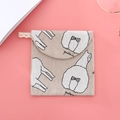 Portable fabric sanitary pad pouch featuring a cute alpaca print and lace trim decoration - Gray Alpaca