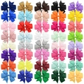 Set of 40 large colorful grosgrain ribbon hair bows for girls in various vibrant shades - Mixed Color Style