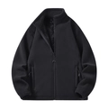 Giacca in pile nero da uomo con collo alto e tasche con cerniera su sfondo bianco - M / Donna Nero